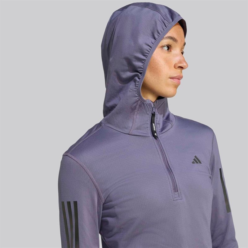 adidas Dames Own The Run Winterized Hardloop Hoodie Halve Rits Preloved Violet - Afbeelding 4