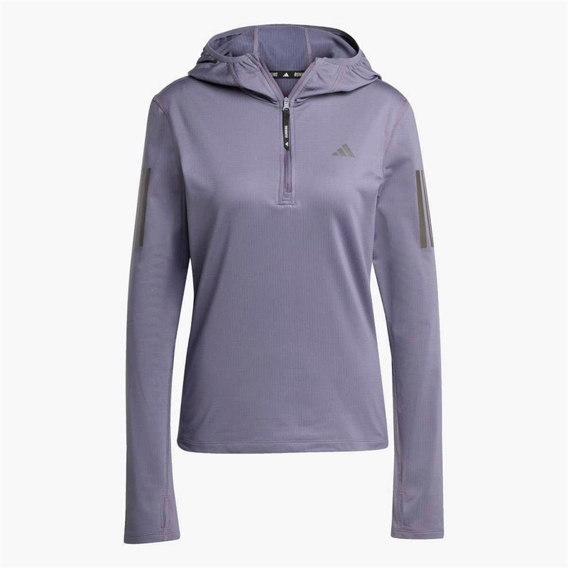 adidas Dames Own The Run Winterized Hardloop Hoodie Halve Rits Preloved Violet - Afbeelding 5