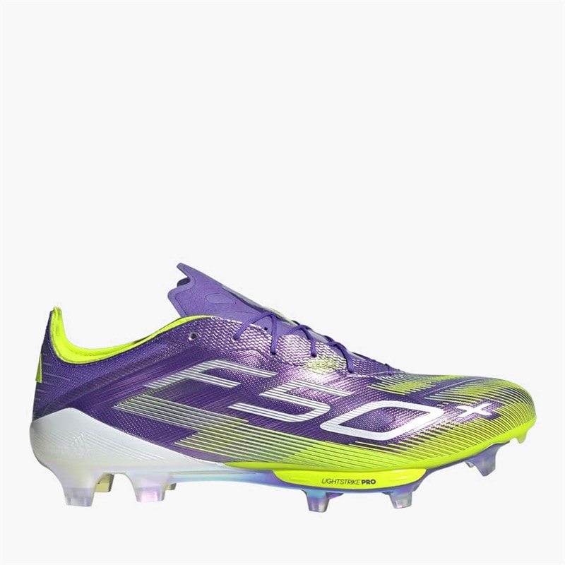 adidas Herren F50+ Radiant Blaze Pack FG Festboden Fußballschuhe Purple Rush/Cloud White/Lucid Lemon