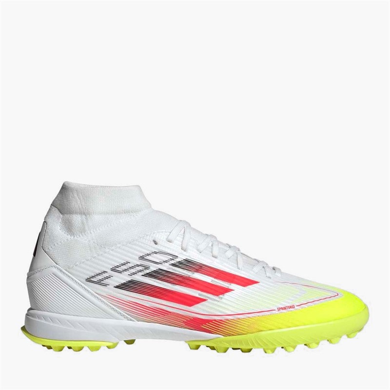 adidas Bottes de football F50 League Mid Pure Victory Pack TF Astro Femme Cloud White/Lucid Red/Solar Yellow - Image 1