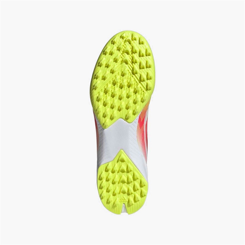 adidas Bottes de football F50 League Mid Pure Victory Pack TF Astro Femme Cloud White/Lucid Red/Solar Yellow - Image 2