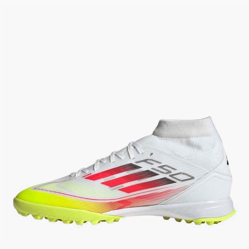 adidas Bottes de football F50 League Mid Pure Victory Pack TF Astro Femme Cloud White/Lucid Red/Solar Yellow - Image 5