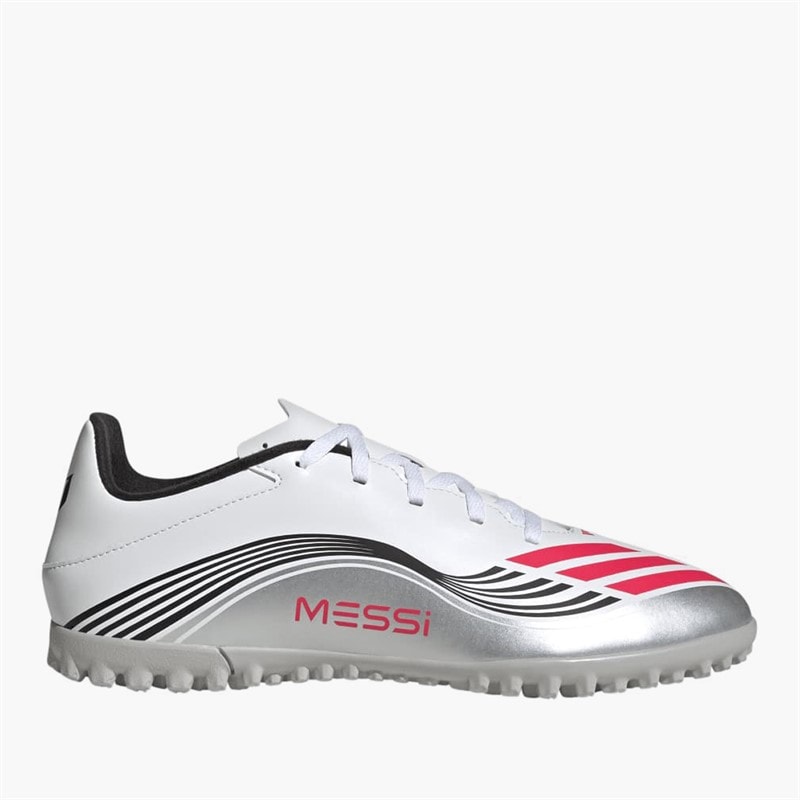 adidas Herren F50 Messi Club Prestig10 Pack TF Kunstrasen Fussballschuhe Cloud White/Lucid Red/Silver Metallic