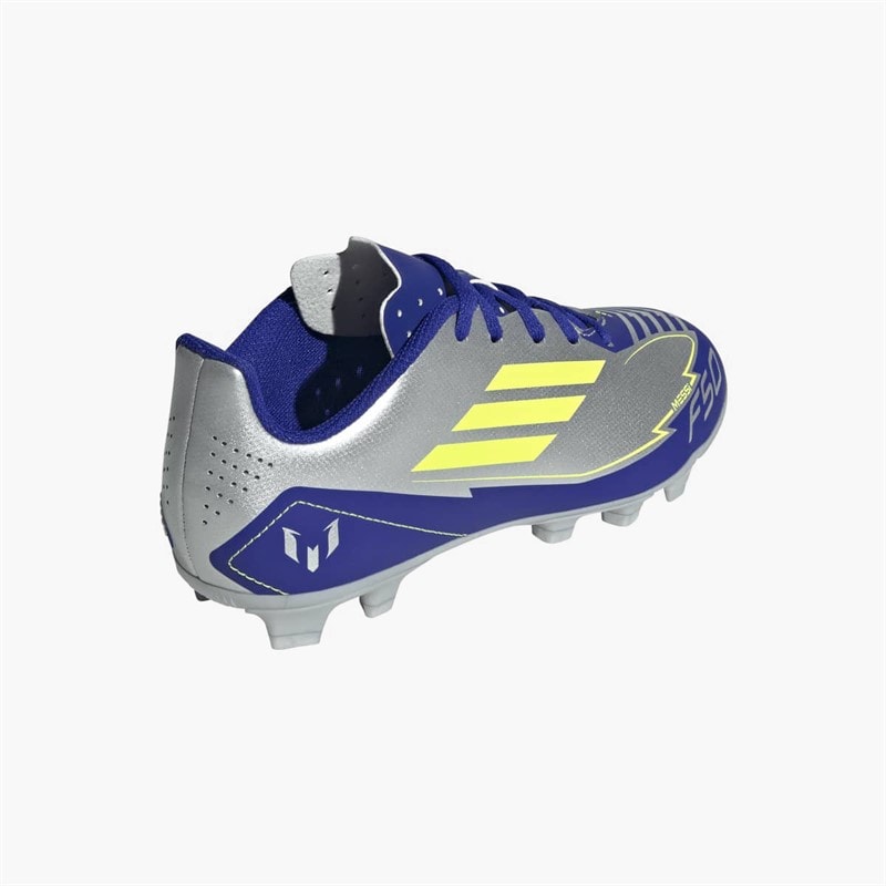 adidas Junior F50 Club Messi La Vida Rapida Pack FG/MG feste/mehrere Boden Fußballschuhe Silver Metallic/Solar Yellow/Lucid Blue - Bild 3