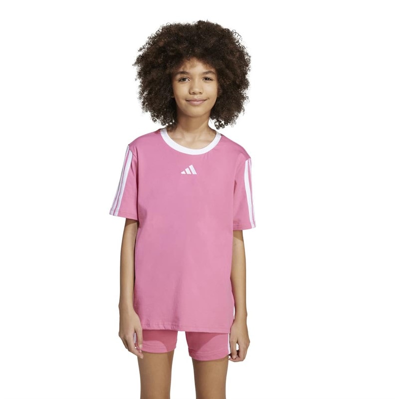 adidas Junior Meisjes Basics T-shirt Pink Fusion/Wit - Afbeelding 4