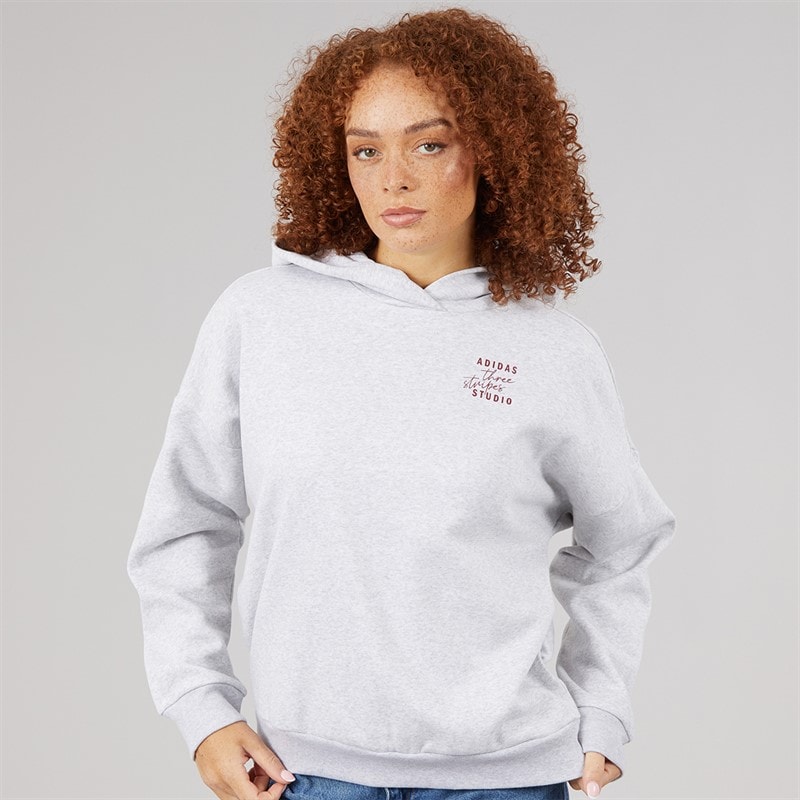 adidas Sweat à Capuche Studio 3 Bandes Femme Light Grey Heather