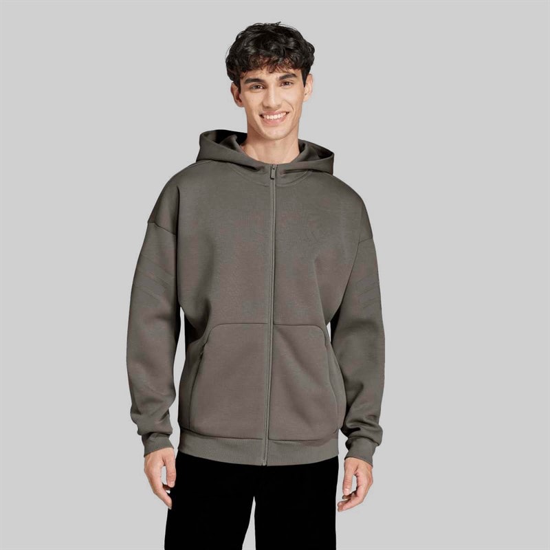 adidas Herren Future Icons 3 Streifen durchgehender Reißverschluss Hoodie Putty Beige - Bild 2