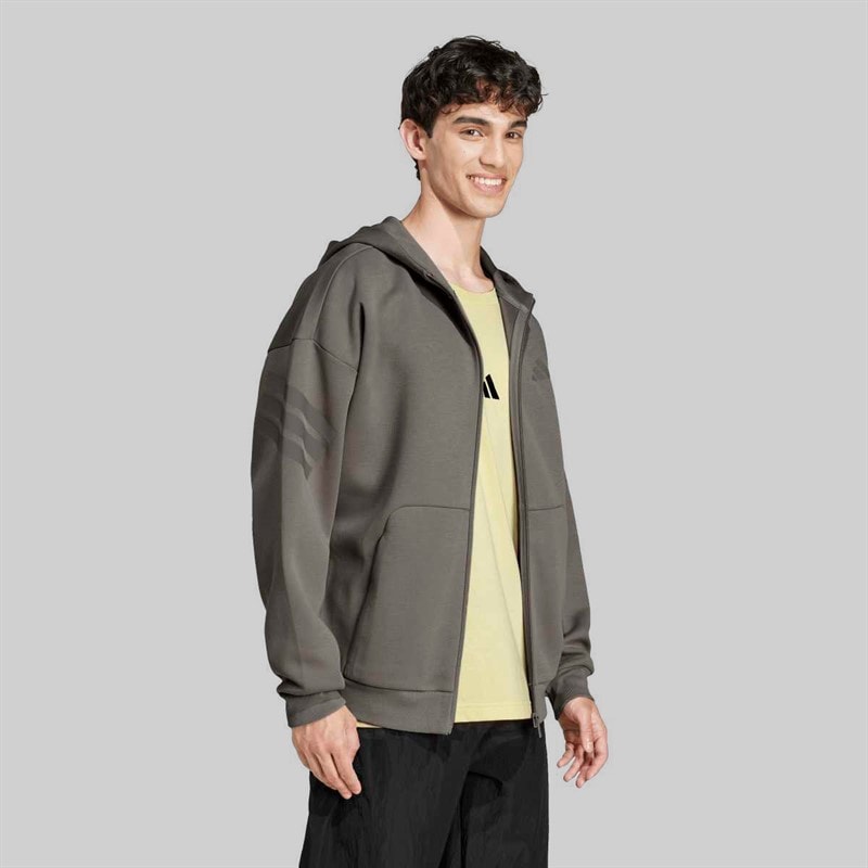 adidas Herren Future Icons 3 Streifen durchgehender Reißverschluss Hoodie Putty Beige - Bild 4