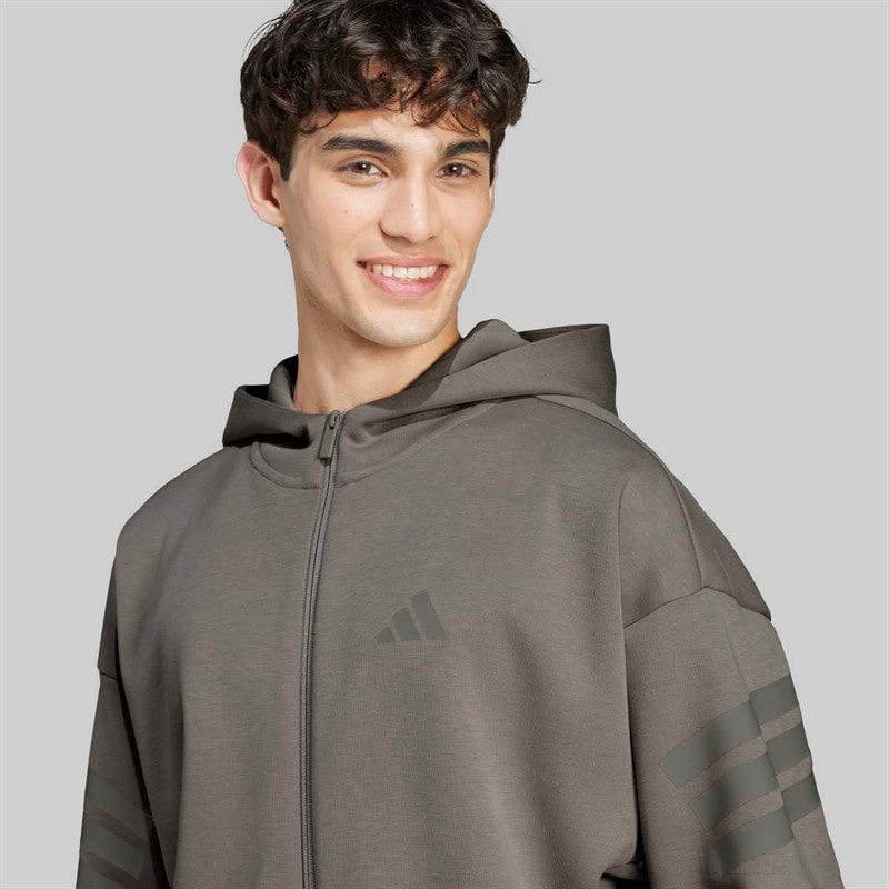 adidas Herren Future Icons 3 Streifen durchgehender Reißverschluss Hoodie Putty Beige - Bild 5