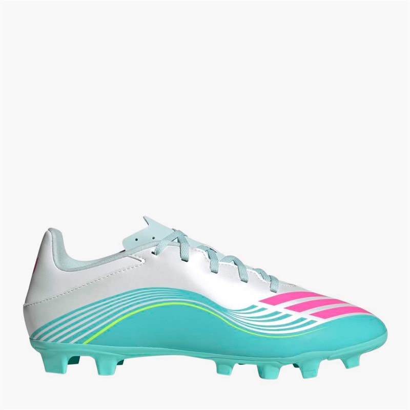 adidas Herren F50 Messi Club Aurora Radiante Pack FG Kunstrasen Fußballschuhe Cloud White/Lucid Pink/Flash Aqua