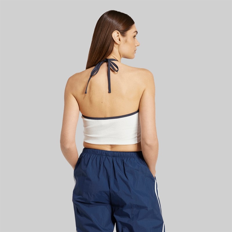 adidas Originals Top z wiązaniem na szyi z ręcznika dla niej kolor Cloud White – zdjęcie  2