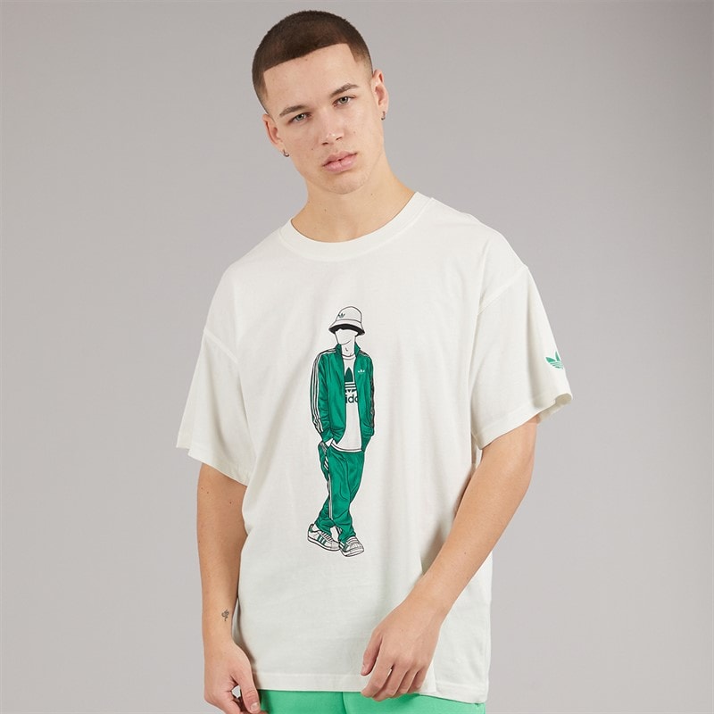 adidas Originals Heren GFX Trefoil Logo T-shirt Off White