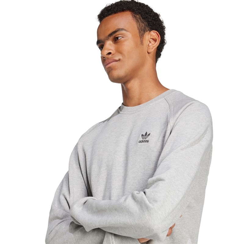 adidas Originals Heren Trefoil Essentials French Terry Sweater Medium Grey Heather - Afbeelding 4
