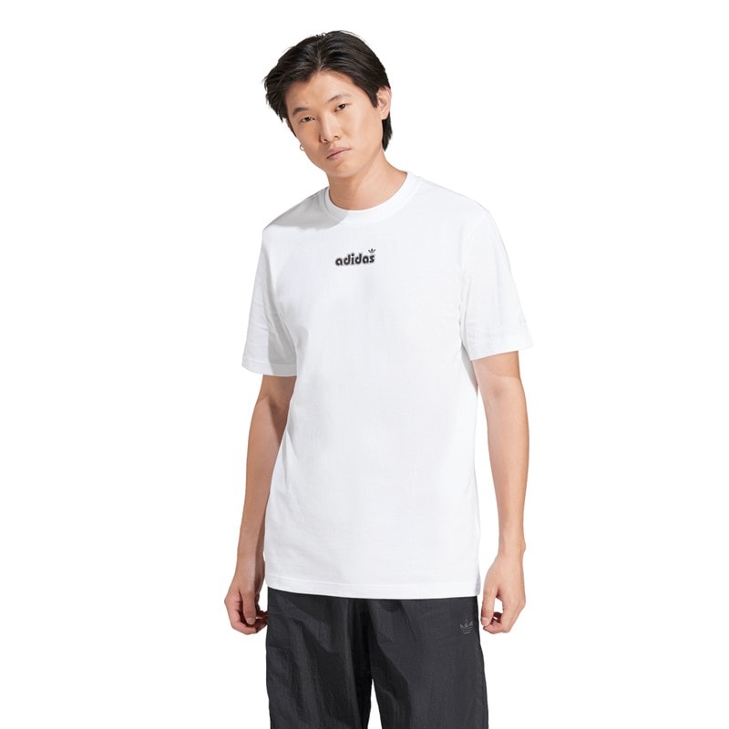 adidas Originals Heren klein logo grafisch T-shirt Wit - Afbeelding 2