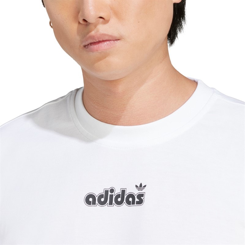 adidas Originals Heren klein logo grafisch T-shirt Wit - Afbeelding 5