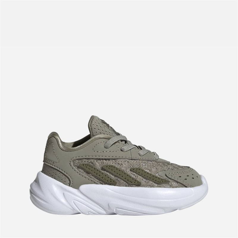 adidas Originals Ozelia sneakersy dla dziecka na rzepy kolor Silver Pebble/Focus Olive/Cloud White