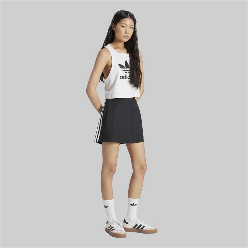 adidas Originals Dames Adicolor 3 Strepen Minirok Zwart/Wit - Afbeelding 4
