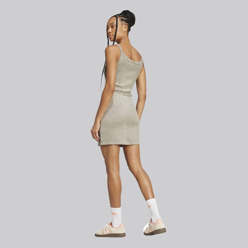 adidas Originals Damen Rippstrick Mini Kleid Silver Pebble - Bild 2