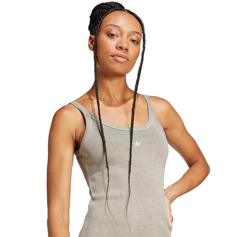 adidas Originals Damen Rippstrick Mini Kleid Silver Pebble - Bild 3