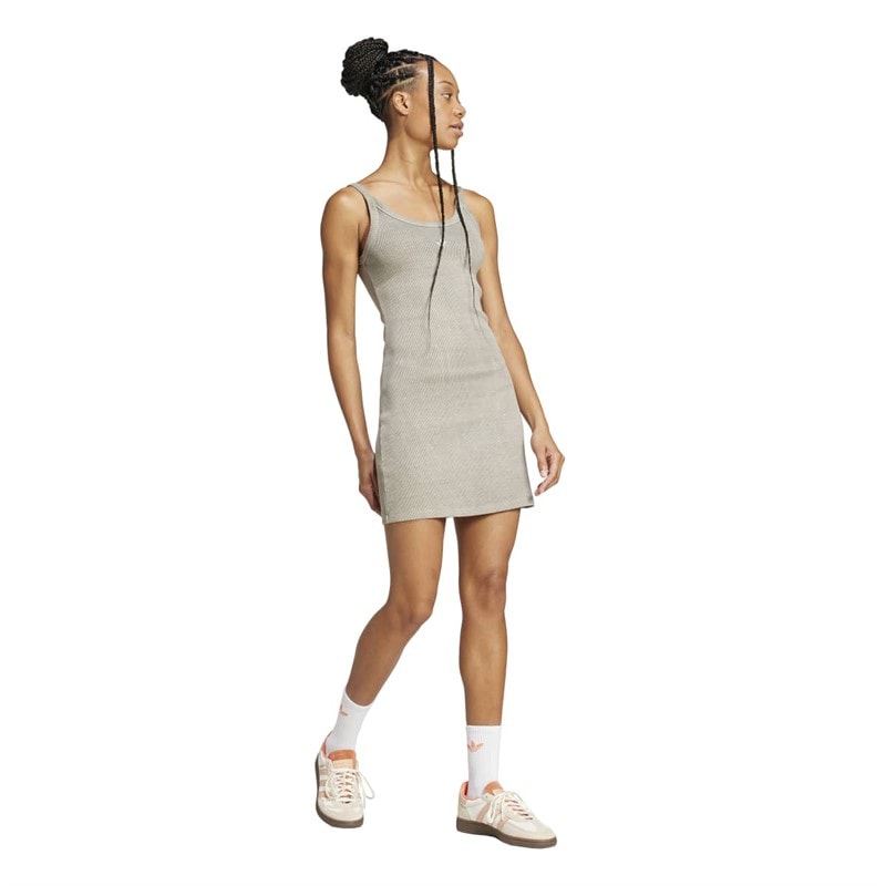 adidas Originals Damen Rippstrick Mini Kleid Silver Pebble - Bild 4