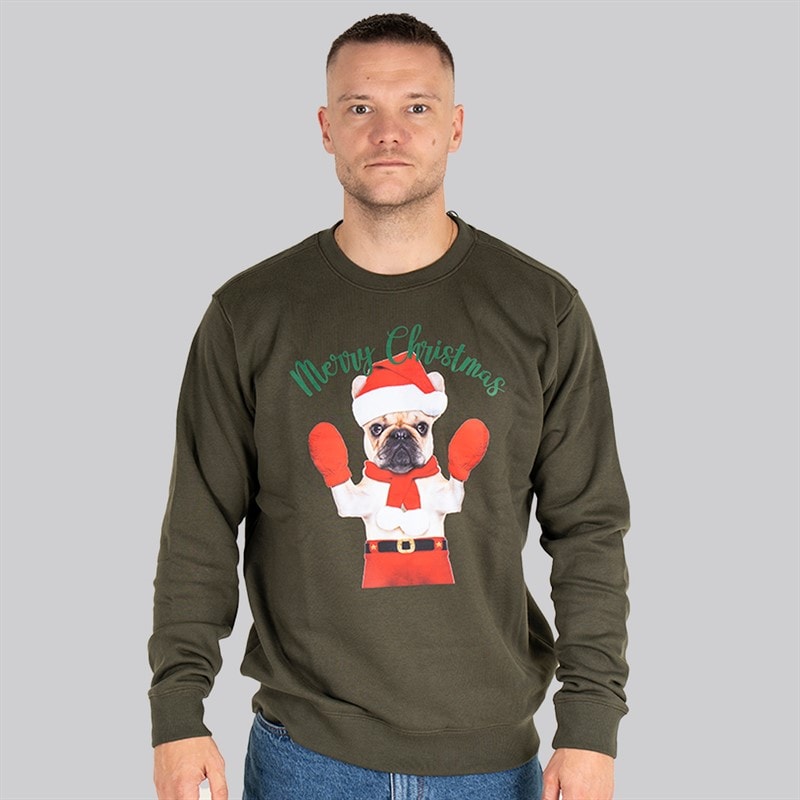 Marcus Heren Kerst Trui Olive Green - Afbeelding 1
