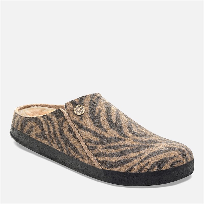 Birkenstock Dames Zermatt Schapenvacht Pantoffels Zebra Toffee Melange - Afbeelding 2