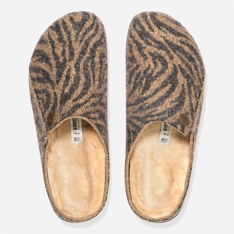 Birkenstock Dames Zermatt Schapenvacht Pantoffels Zebra Toffee Melange - Afbeelding 3