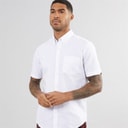 Ben Sherman Heren Oxford Overhemden met korte mouwen Wit