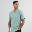 Ben Sherman Heren Oxford Overhemden met korte mouwen Gemeleerd Groen