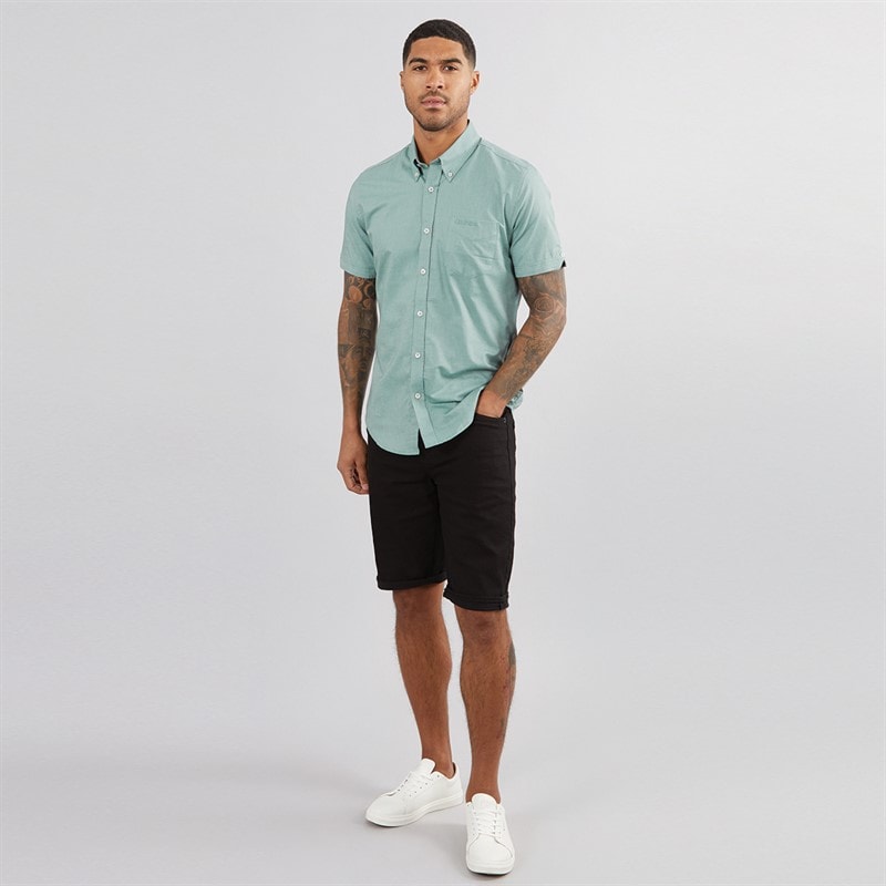 Ben Sherman Chemises à Manches Courtes Oxford Homme Vert Chiné - Image 4