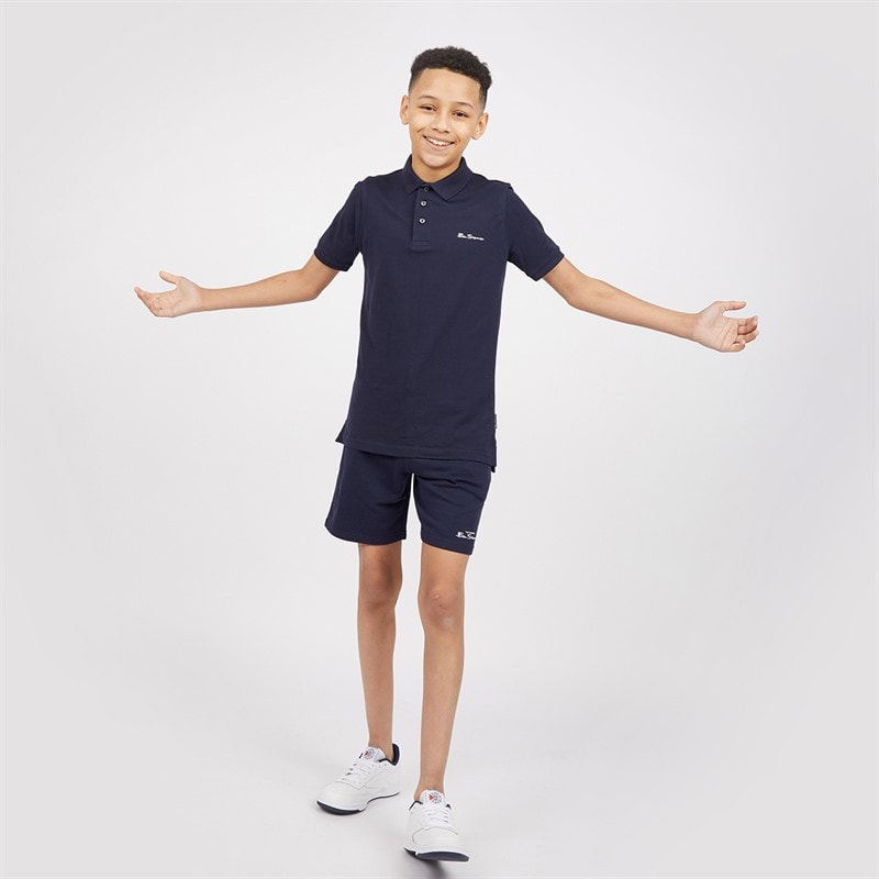 Ben Sherman Junge Script Poloshirt und Shorts Set Navy Blazer - Bild 4