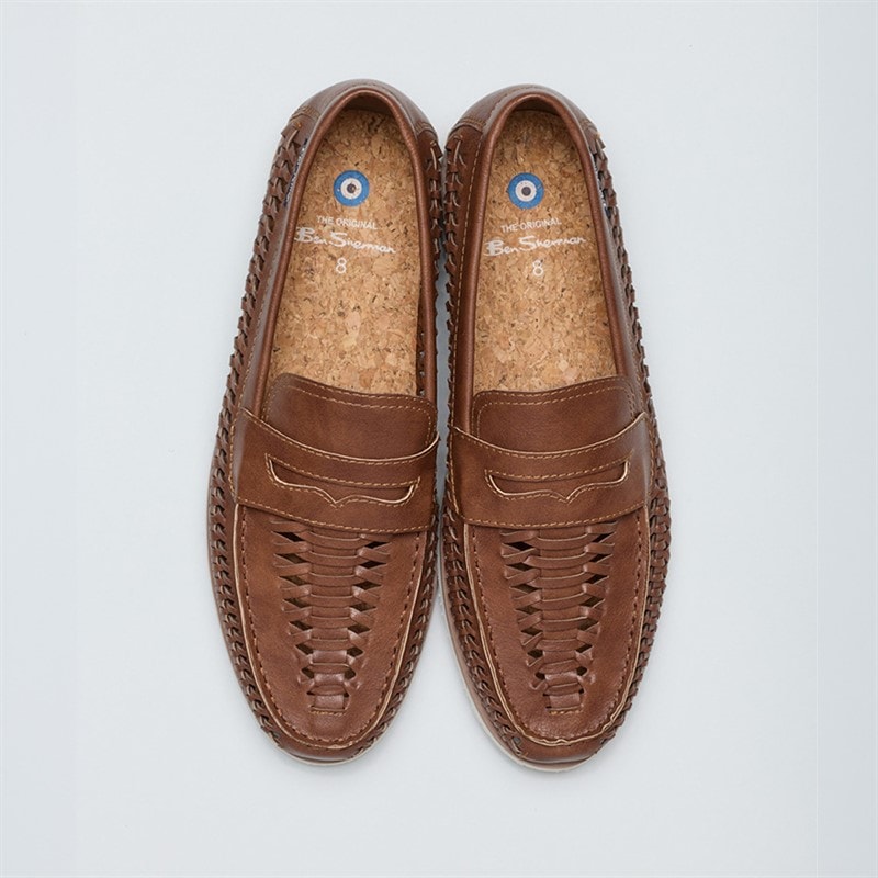 Ben Sherman Heren Miami Geweven Instappers Bruin - Afbeelding 3