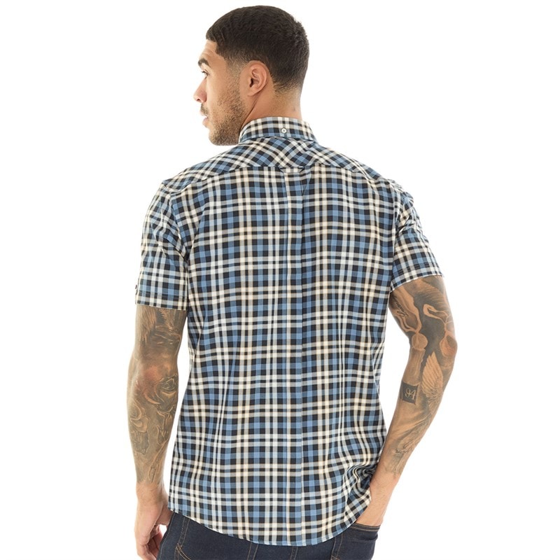 Ben Sherman Heren Gingham Overcheck Overhemden met korte mouwen Geruit - Afbeelding 2
