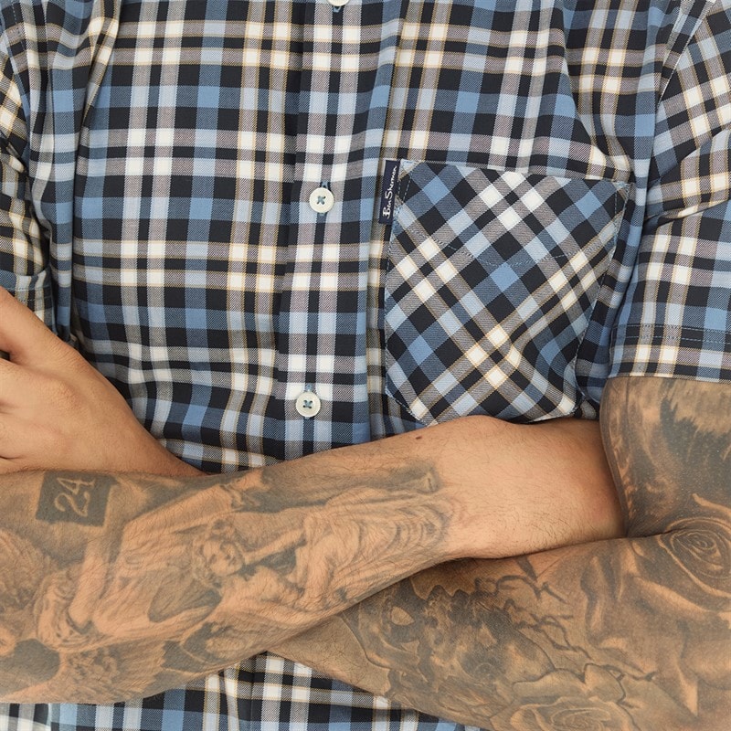 Ben Sherman Heren Gingham Overcheck Overhemden met korte mouwen Geruit - Afbeelding 3