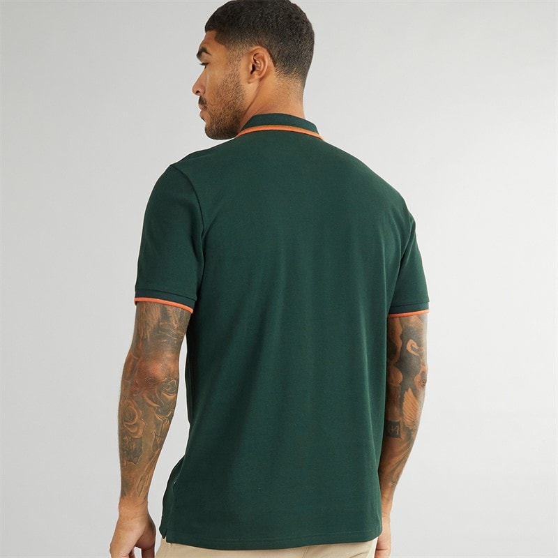 Ben Sherman Heren Twin Tipped Polo Shirt Dark Green - Afbeelding 2