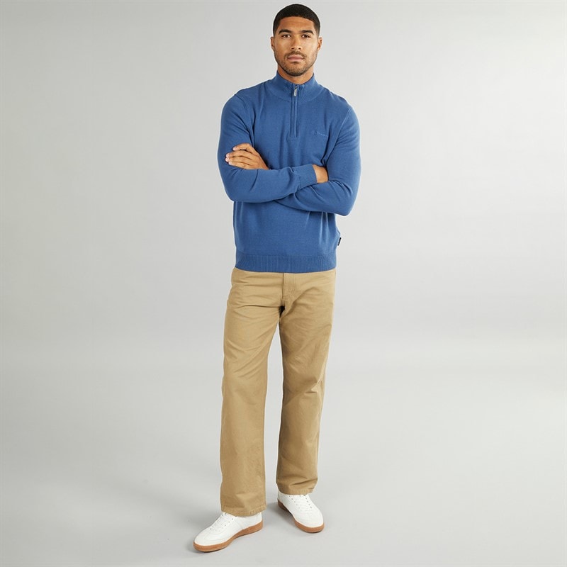 Ben Sherman Trui voor Heren met 1/4 rits en trechterhals Riviera Blauw - Afbeelding 4