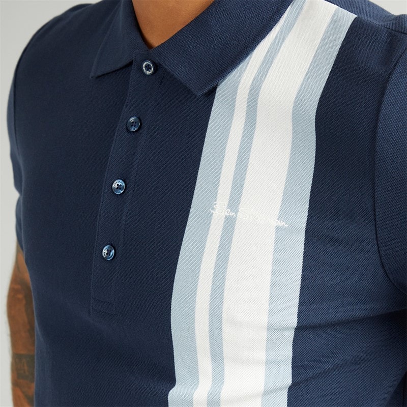 Ben Sherman Herren House Mod Kurzarm Polohemden Blau - Bild 3