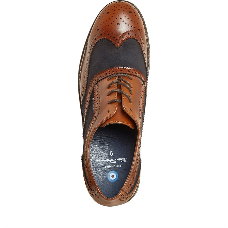 Ben Sherman Heren Terrence Oxford Brogue Schoenen Tan Burnish/Marineblauw - Afbeelding 4