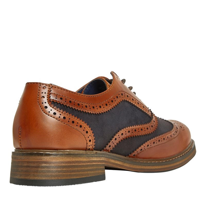 Ben Sherman Heren Terrence Oxford Brogue Schoenen Tan Burnish/Marineblauw - Afbeelding 5