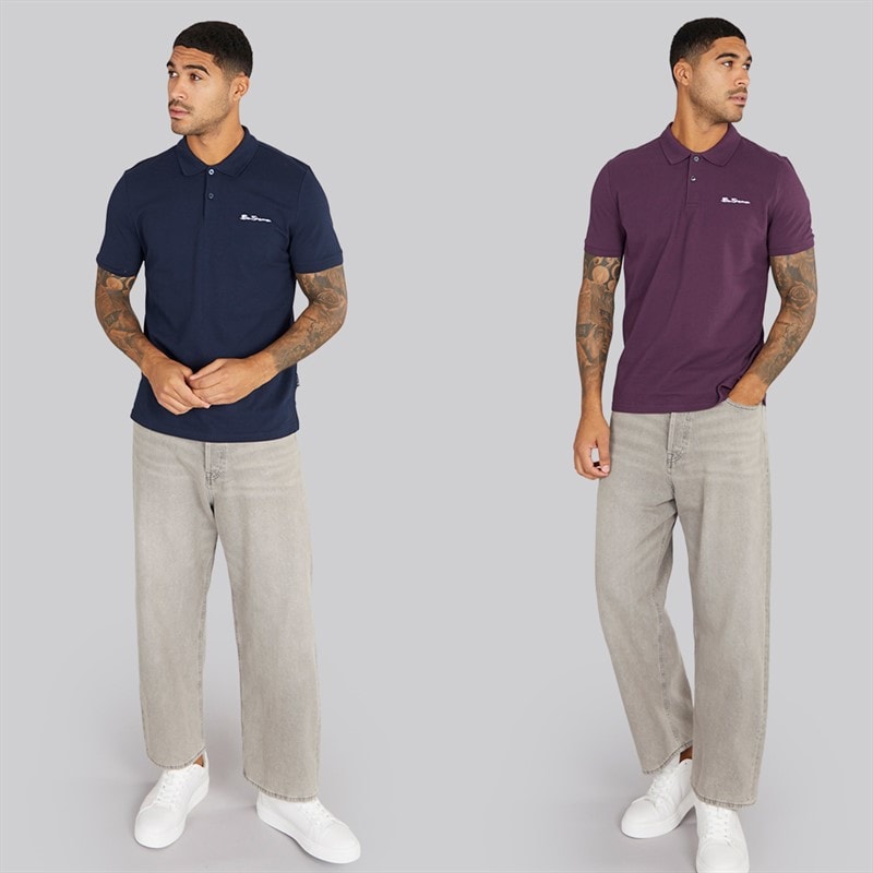 Ben Sherman Dwa polówki dla niego kolor Plum/Dark Navy – zdjęcie  3