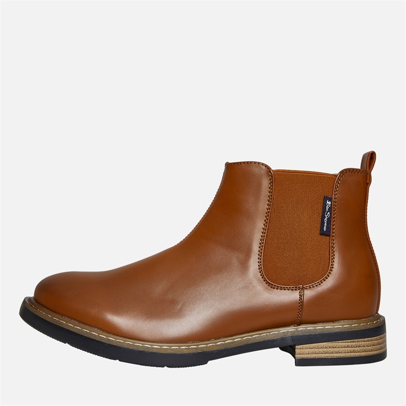 Ben Sherman Heren Tribute Chelsea Boots Nieuw Tan Burnish - Afbeelding 1