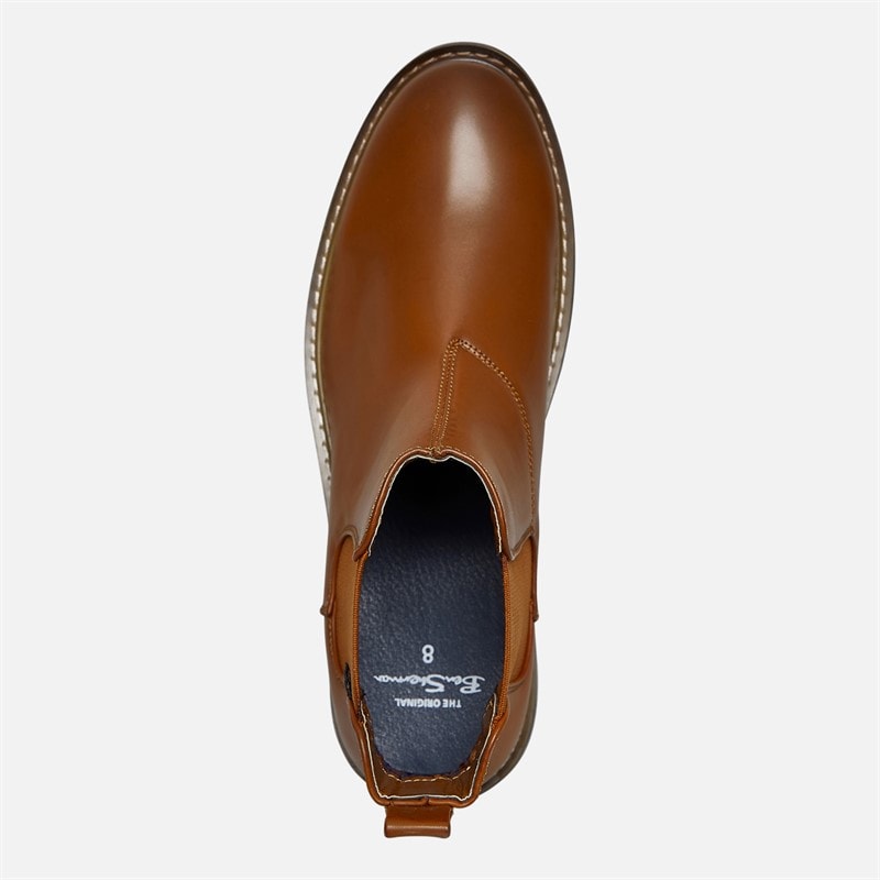 Ben Sherman Heren Tribute Chelsea Boots Nieuw Tan Burnish - Afbeelding 4
