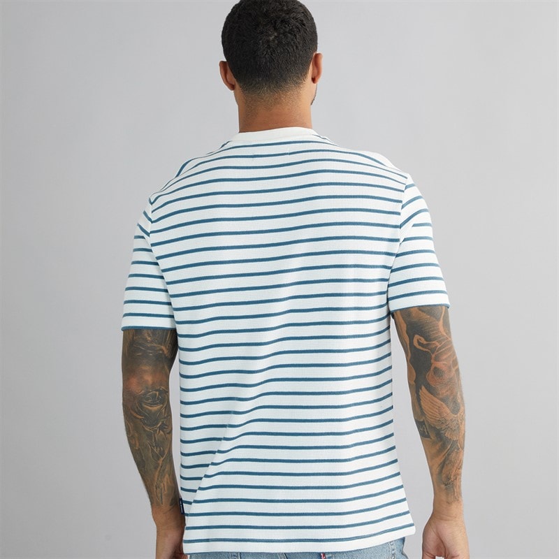 Ben Sherman T-shirt gaufré à rayures Homme Blanc neige - Image 2