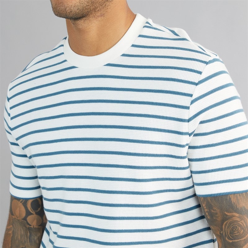 Ben Sherman T-shirt gaufré à rayures Homme Blanc neige - Image 3