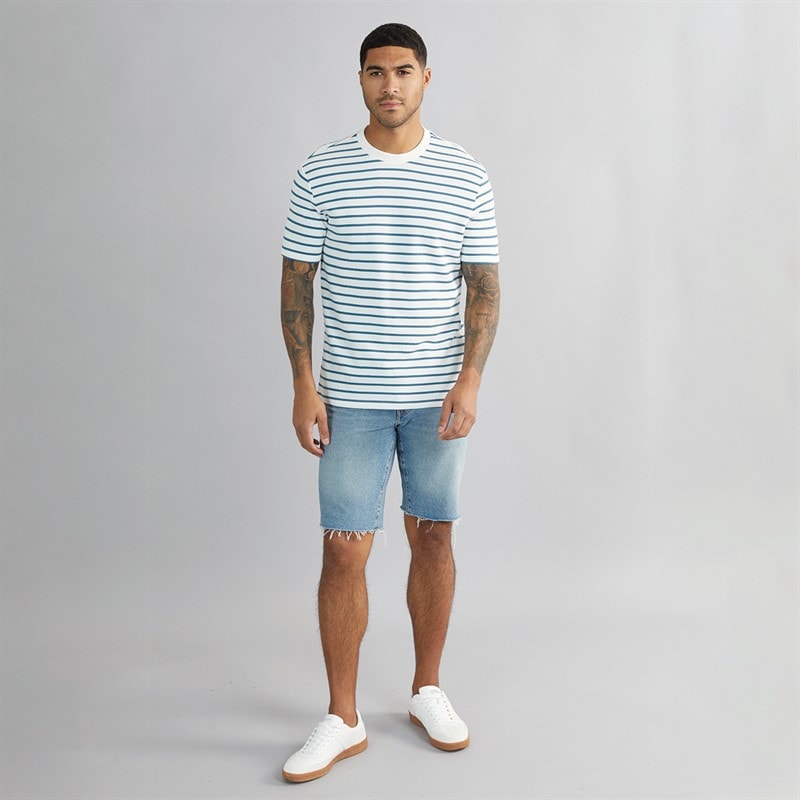 Ben Sherman T-shirt gaufré à rayures Homme Blanc neige - Image 4