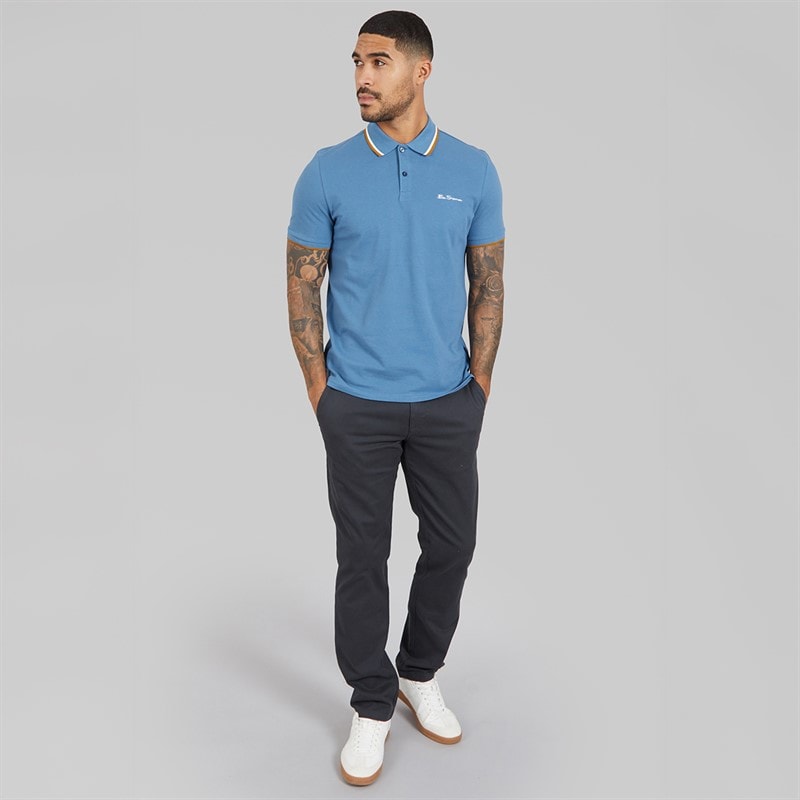 Ben Sherman Heren Twin Tipped Polo Shirt Airforce - Afbeelding 4