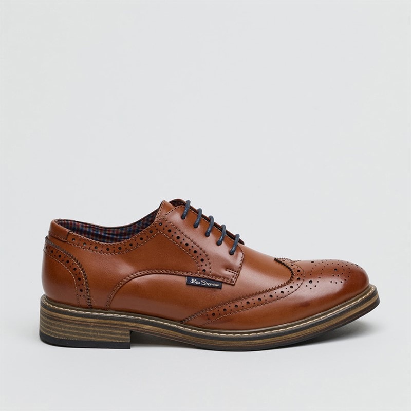 Ben Sherman Heren Triumph II Brogue Schoenen Burnished Tan - Afbeelding 2