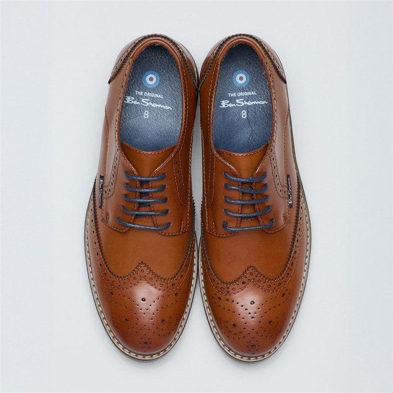 Ben Sherman Heren Triumph II Brogue Schoenen Burnished Tan - Afbeelding 3