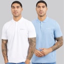 Ben Sherman Pack de deux polos unis blanc/glacier Homme Glacier/Blanc