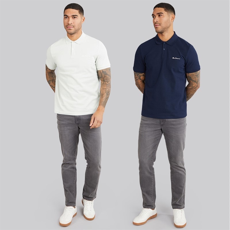 Ben Sherman Pacquet Double polos unis Homme Light Green/Dark Navy - Image 3